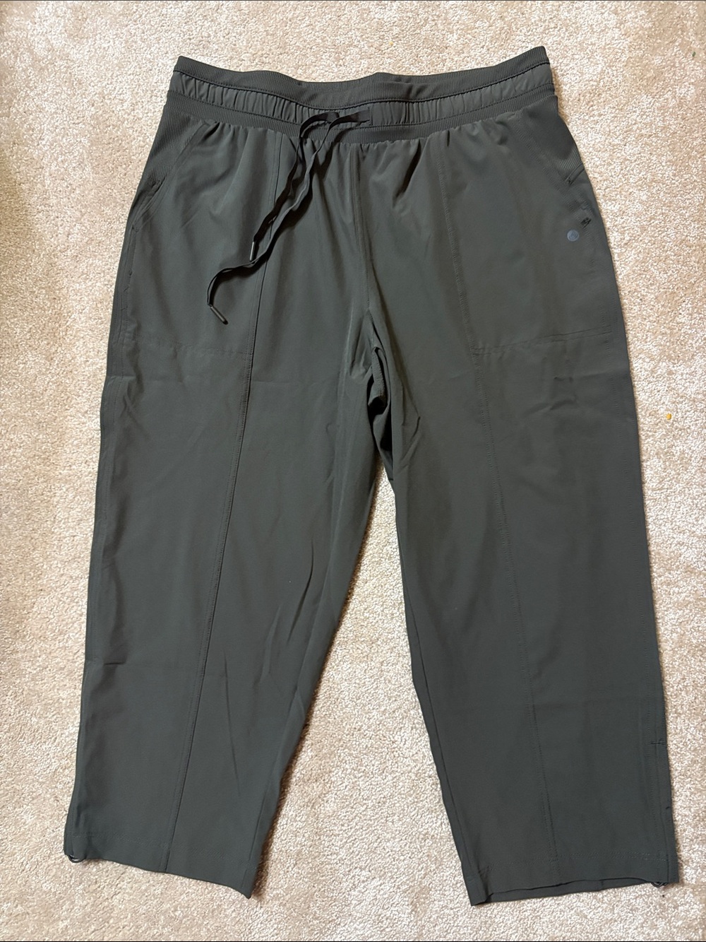 Apana Size Large Grey Capri with Strings at the Stretchy Waist